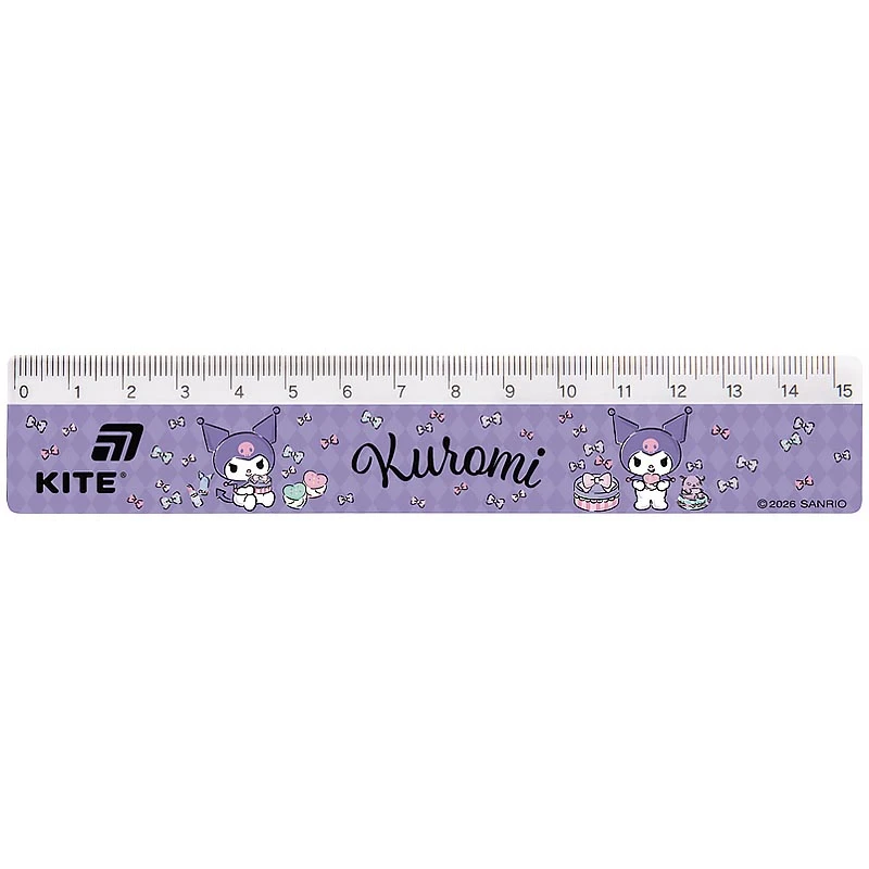 Купити Лінійка Kuromi Kite HK26-090-1 15 см Різнокольоровий Артикул: 4063276350350