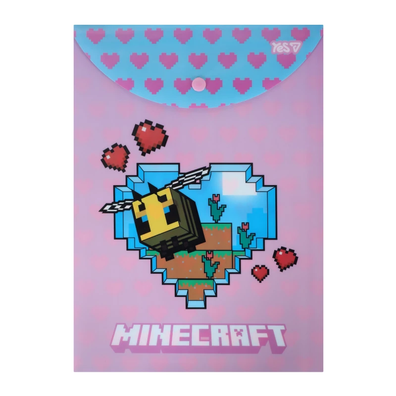 Купити Папка-конверт на кнопці "Minecraft" YES 492339 Різнокольоровий Артикул: 5056574464033 Фото повноекранне №1