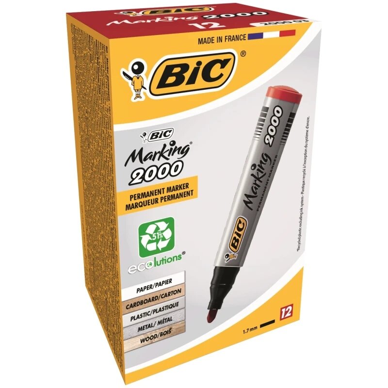 Маркер перманентний BIC 8209133 Червоний (3086129999712)(SC)  Фото №1