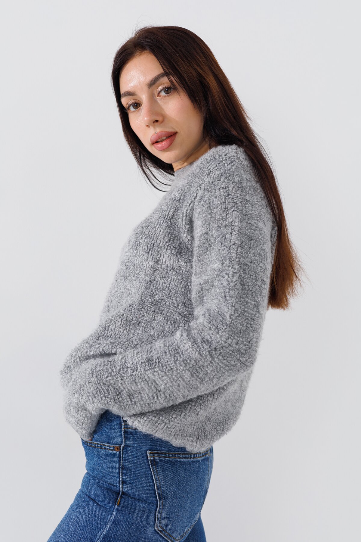 Джемпер однотонний жіночий Park karon 8028 One Size Сірий (2000989850670W)  Фото №2