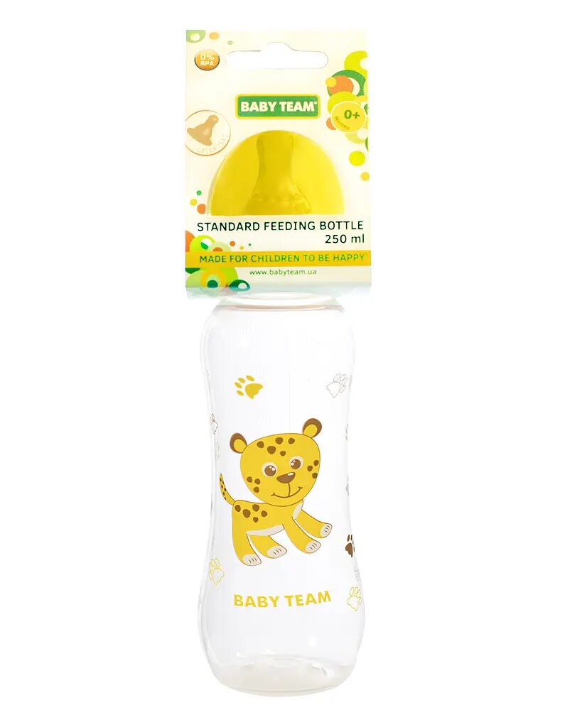 Купити Пляшечка для годування з латексною соскою Baby Team 1310 250 мл Жовтий Артикул: 2000989829898 Фото повноекранне №2