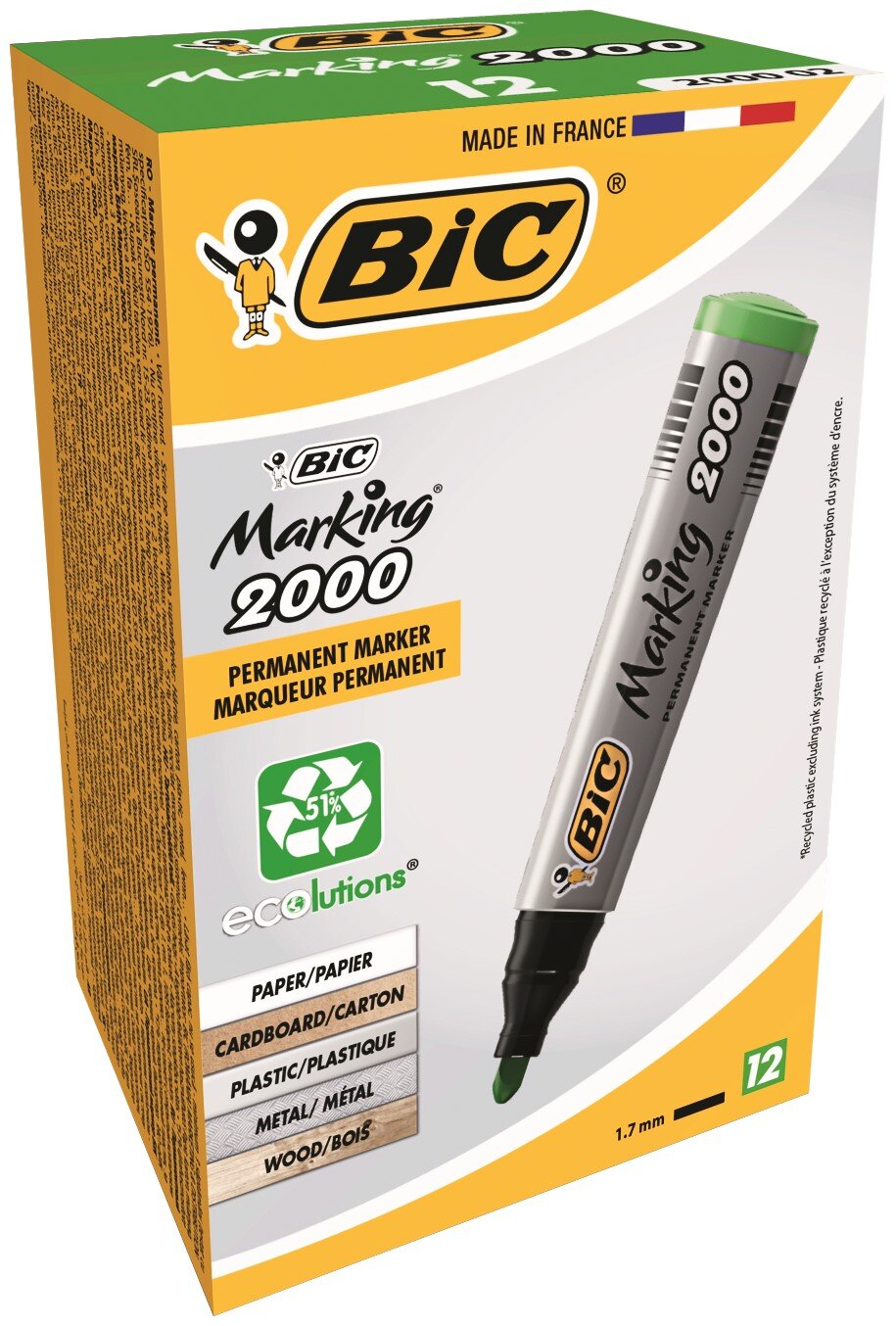Маркер &quot;BIC&quot; 2000 02 перм. /8209123/(026) зелений (3086129999729)(SC)  Фото №1