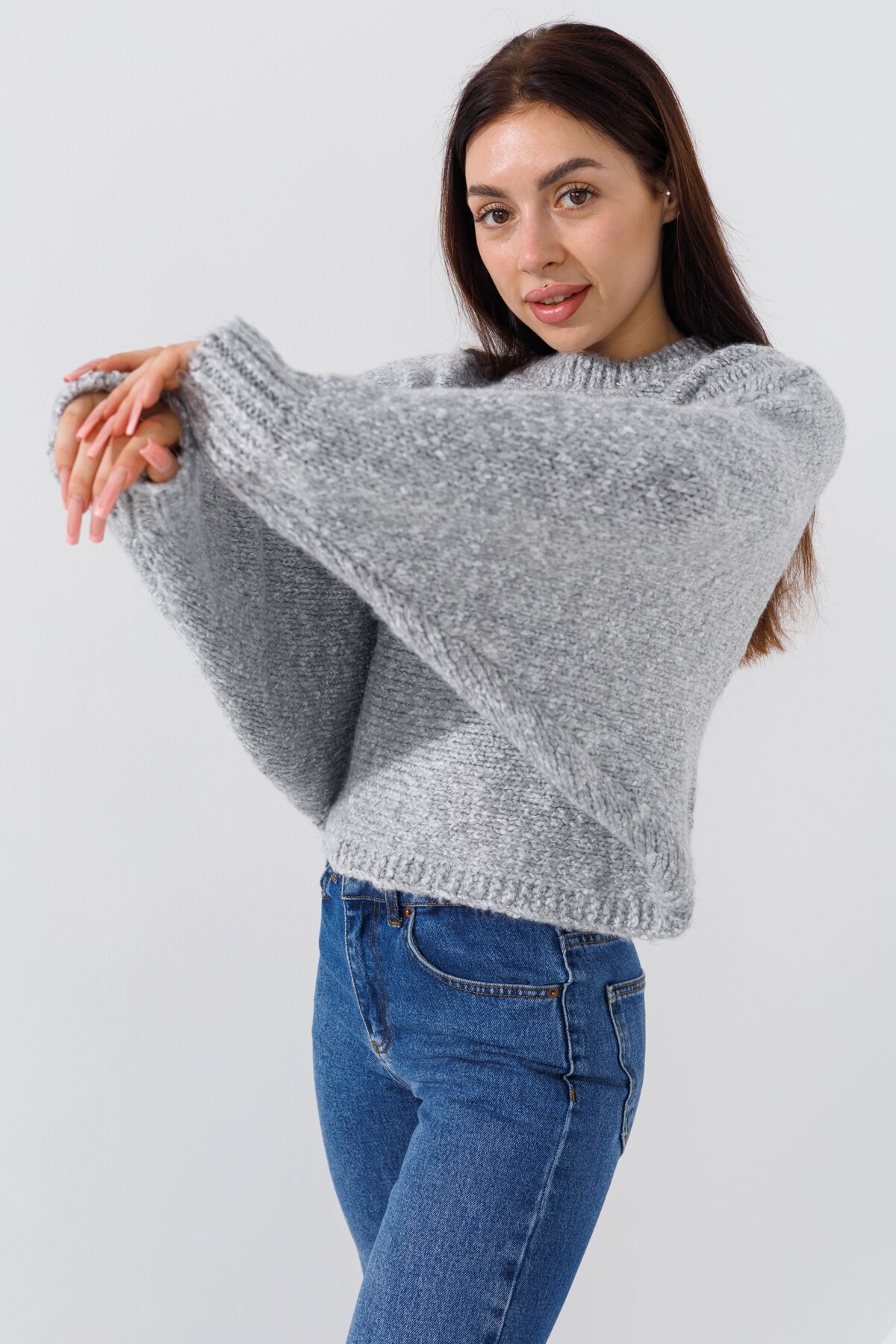 Джемпер однотонный женский Femme 10100 One Size Серый (2000990184450W)  Фото №2