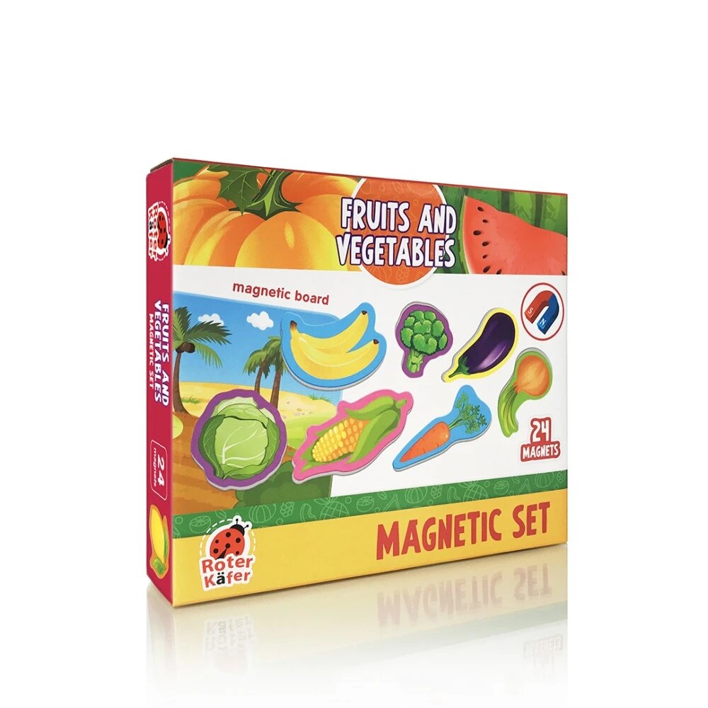 Купити Набір магнітів з дошкою "Vegetables and fruits" Vladi Toys RK2090-06 Артикул: 5903858960388 Фото повноекранне №1