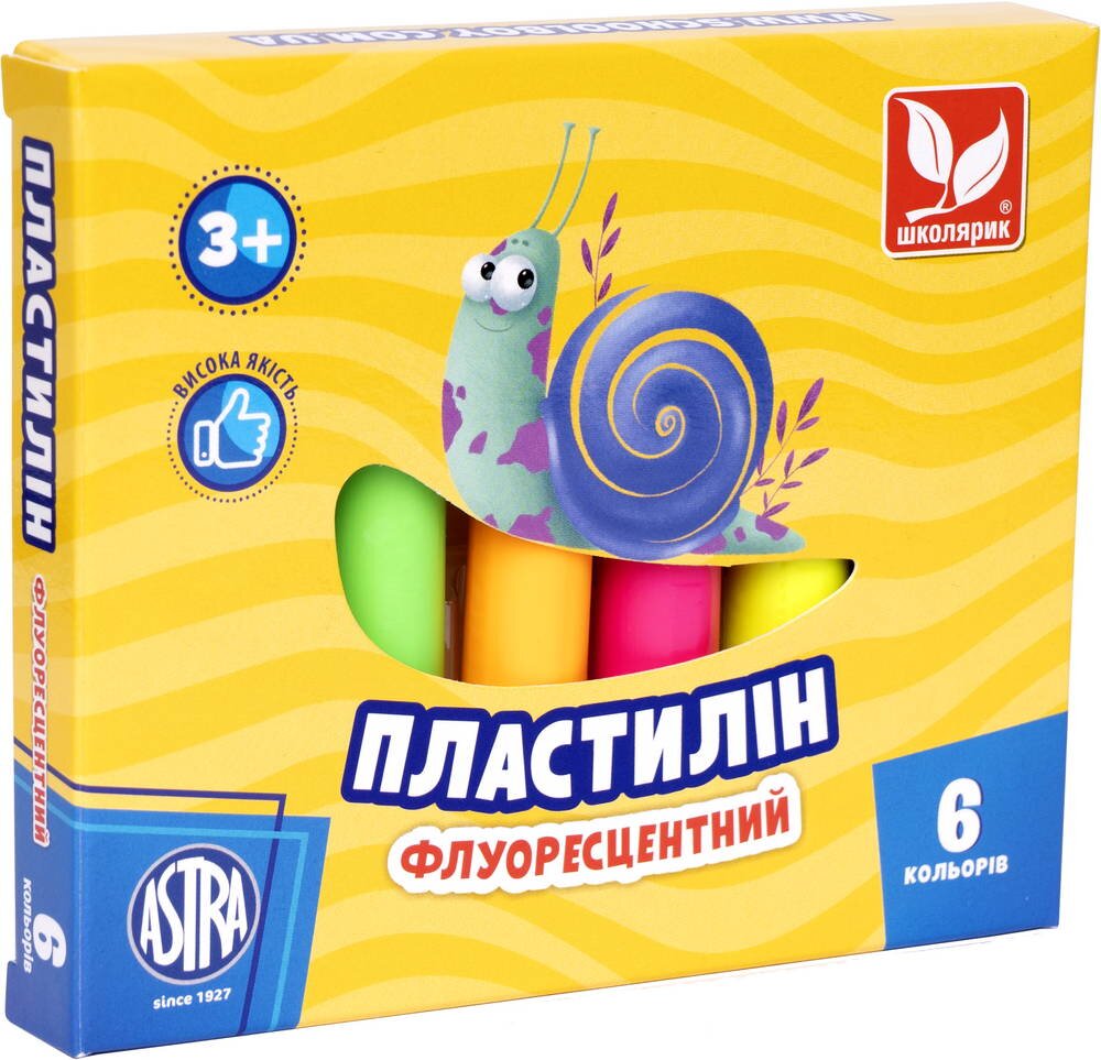 Пластилин восковой флуоресцентный Школярик 83811906-UA 6 цветов (4823088216158)(SC)  Фото №0
