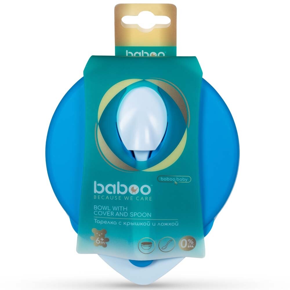 Мисочка BABOO 9-029 від 6 місяців з кришкою та ложечкою Синя (5057778090295)  Фото №3