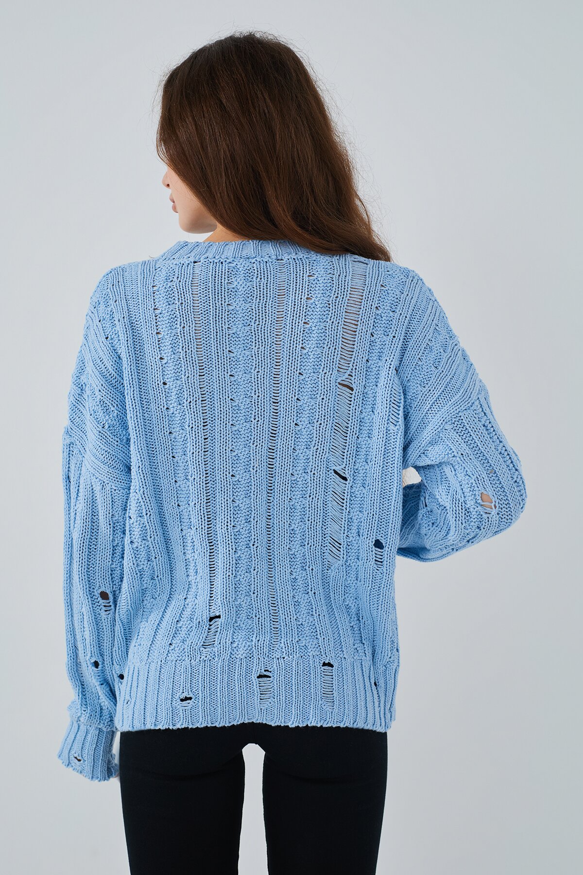 Джемпер однотонный женский Femme 1002 One Size Голубой (2000989870654D)  Фото №4