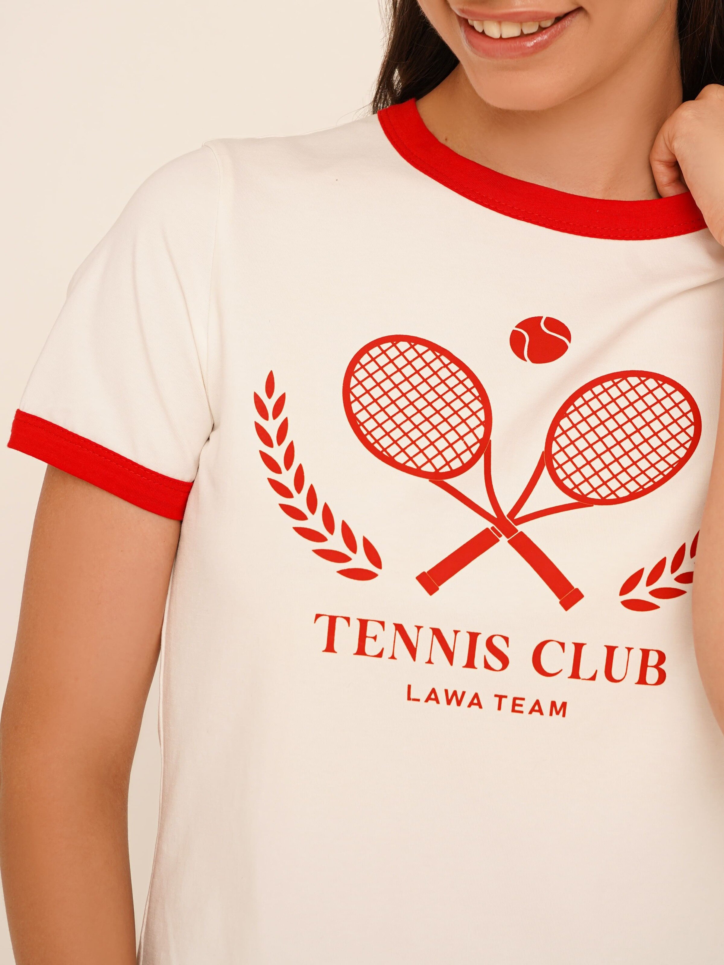 Футболка з принтом Tennis жіноча LAWA P-WB02365 L Молочний  Фото №1
