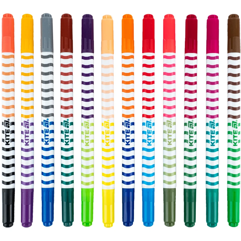 Фломастери двосторонні Creative Kite K-1151 12 шт. 24 кольори  Фото №1