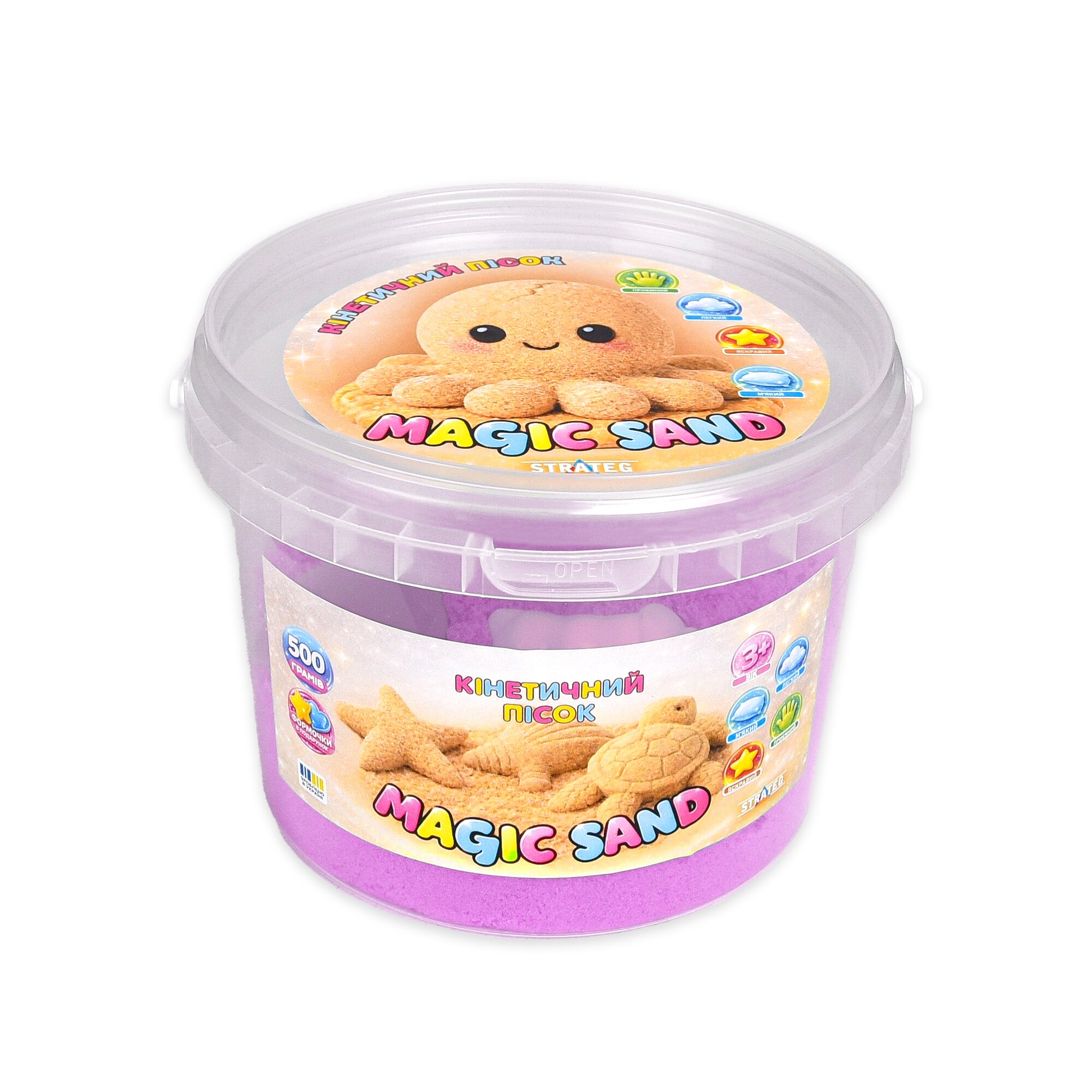 Купить Кинетический песок Strateg Magic Sand в ведре 31196 500 г Фиолетовый Артикул: 4823136501670
