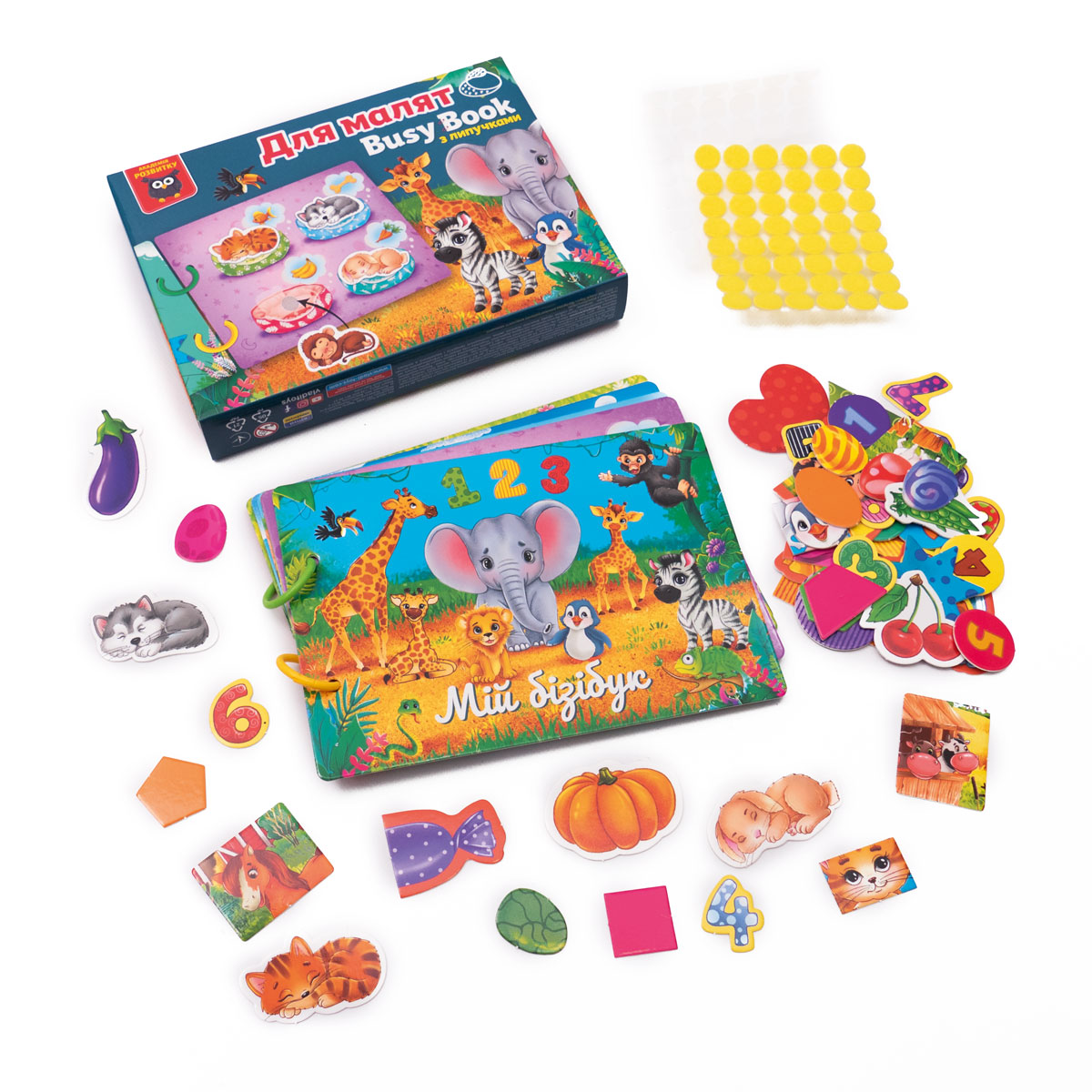 Купити Гра розвиваюча з липучками "Бізі бук. Для малят" Vladi Toys VT1310-07 Різнокольоровий Артикул: 4820234767175 Фото повноекранне №2