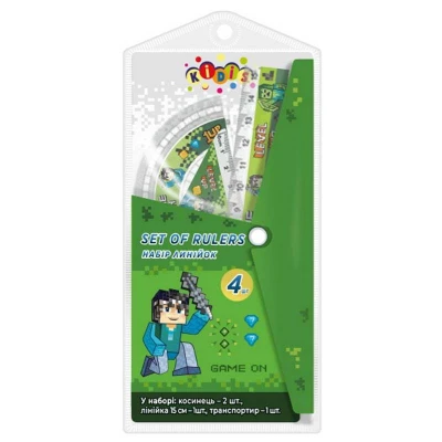 Купить Набор линеек Kidis линейка 15 см+2 угольника+транспортир Level up 13190 Разноцветный Артикул: 8924485192796