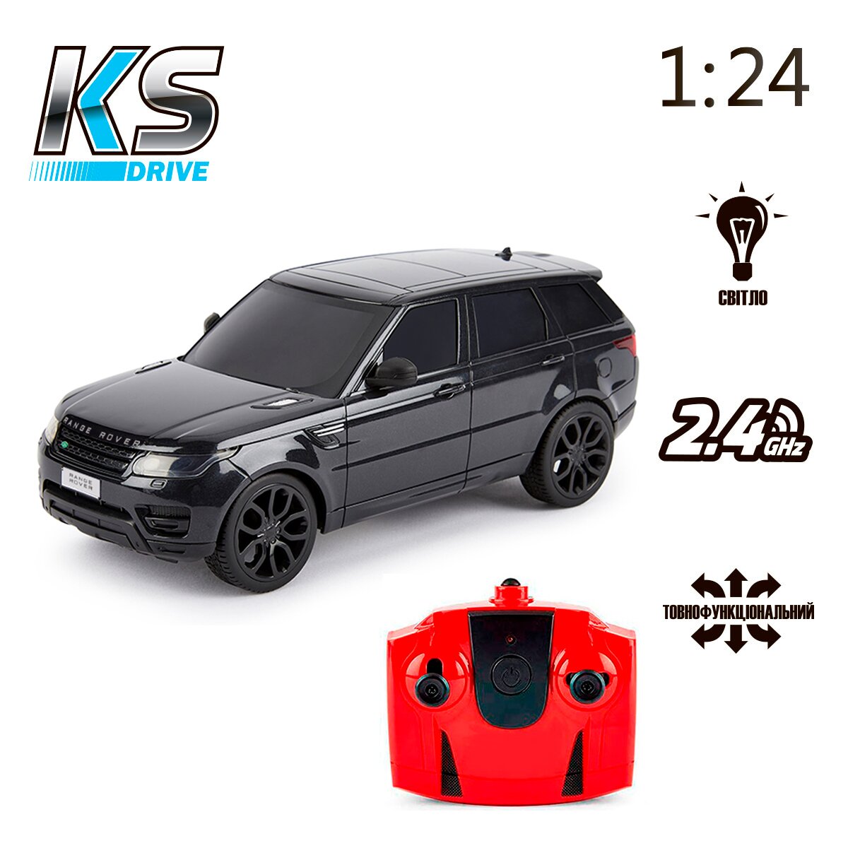 Автомобиль KS DRIVE на р/у – LAND ROVER RANGE ROVER SPORT (1:24, 2.4Ghz) 124GRRB Черный (6900007341431)  Фото №6