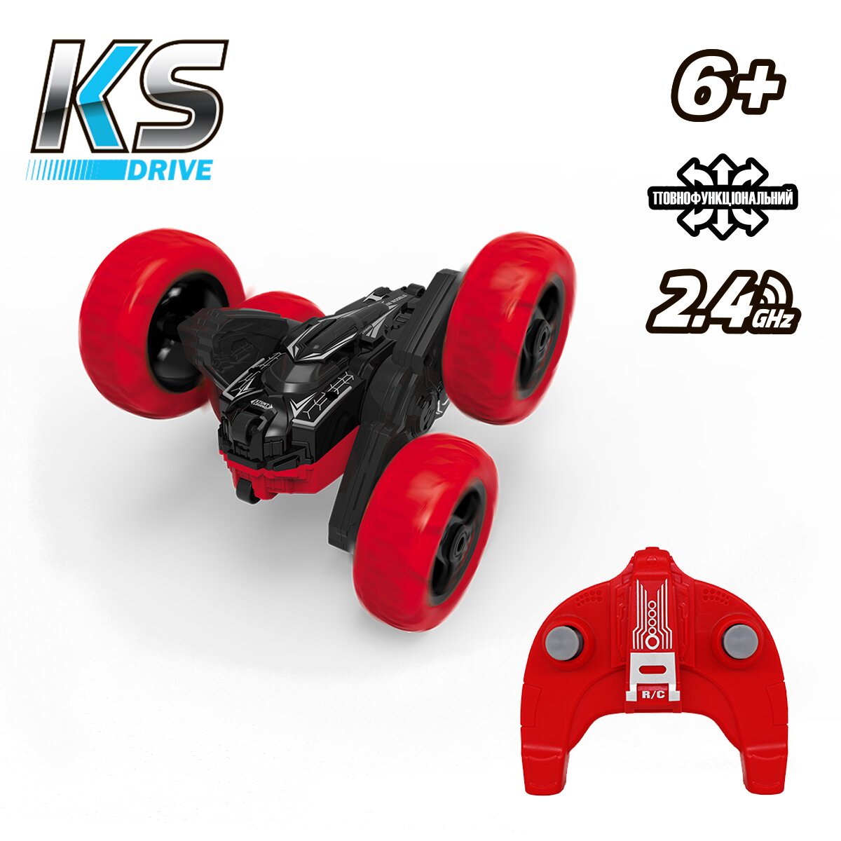 Автомобиль KS DRIVE на р/у – ТРЮКОВОЙ (2.4Ghz,) STURBWB Красно – черный (5060733684286)  Фото №10