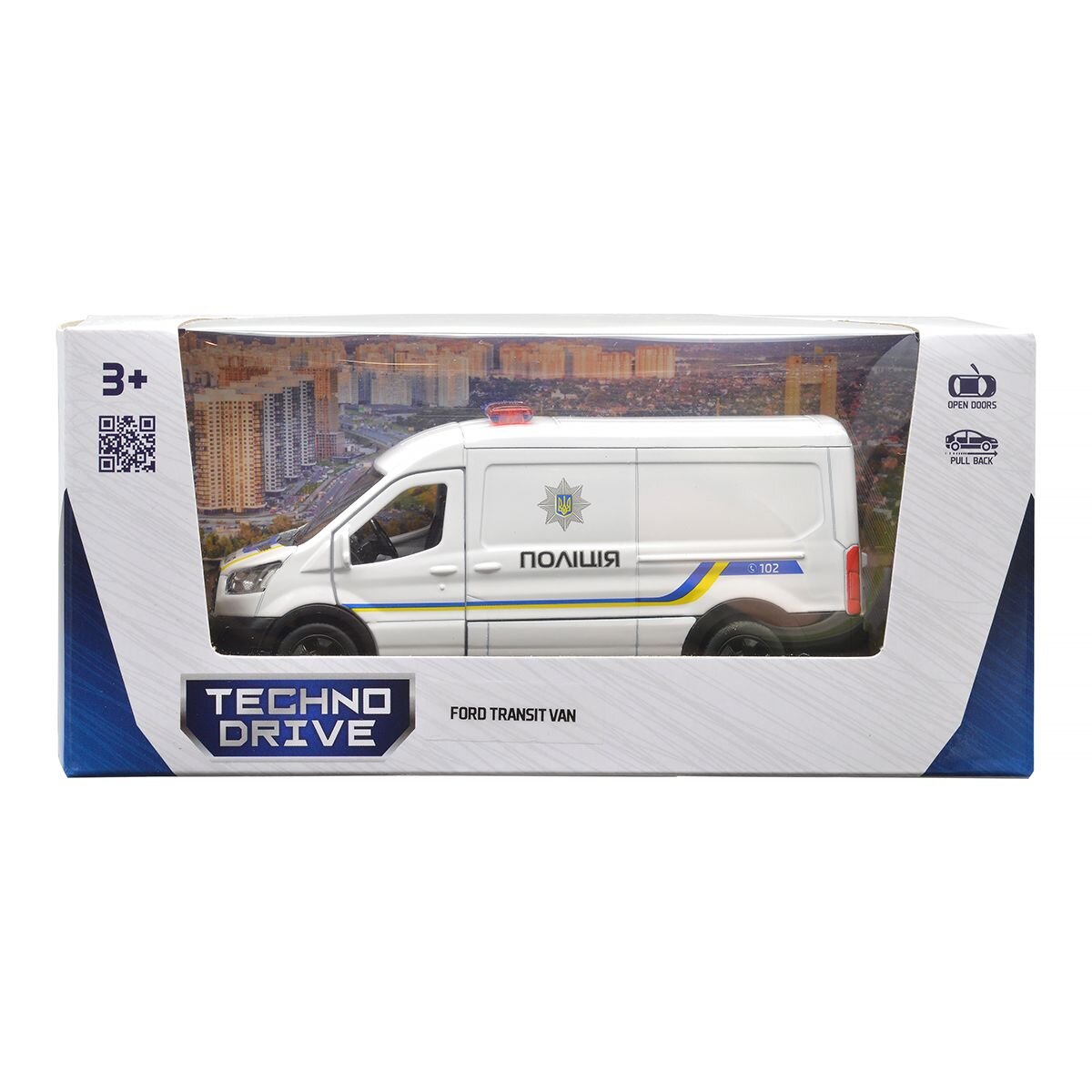 Автомодель Ford Transit Van Поліція TechnoDrive 250343U Білий (4895065079391)  Фото №8