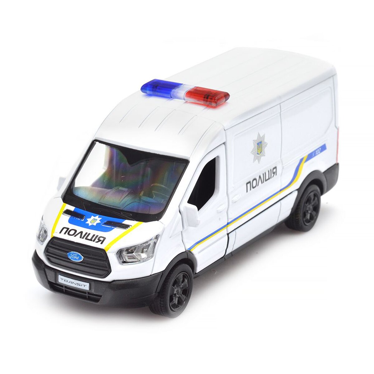 Автомодель Ford Transit Van Поліція TechnoDrive 250343U Білий (4895065079391)  Фото №0