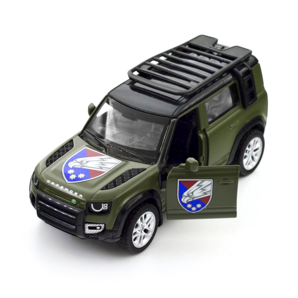 Автомодель &quot;Шевроны Героев&quot; Land Rover Defender 110 &quot;25 ОПДБр&quot; TechnoDrive 250289M Темно-зеленый (6900007377195)  Фото №0