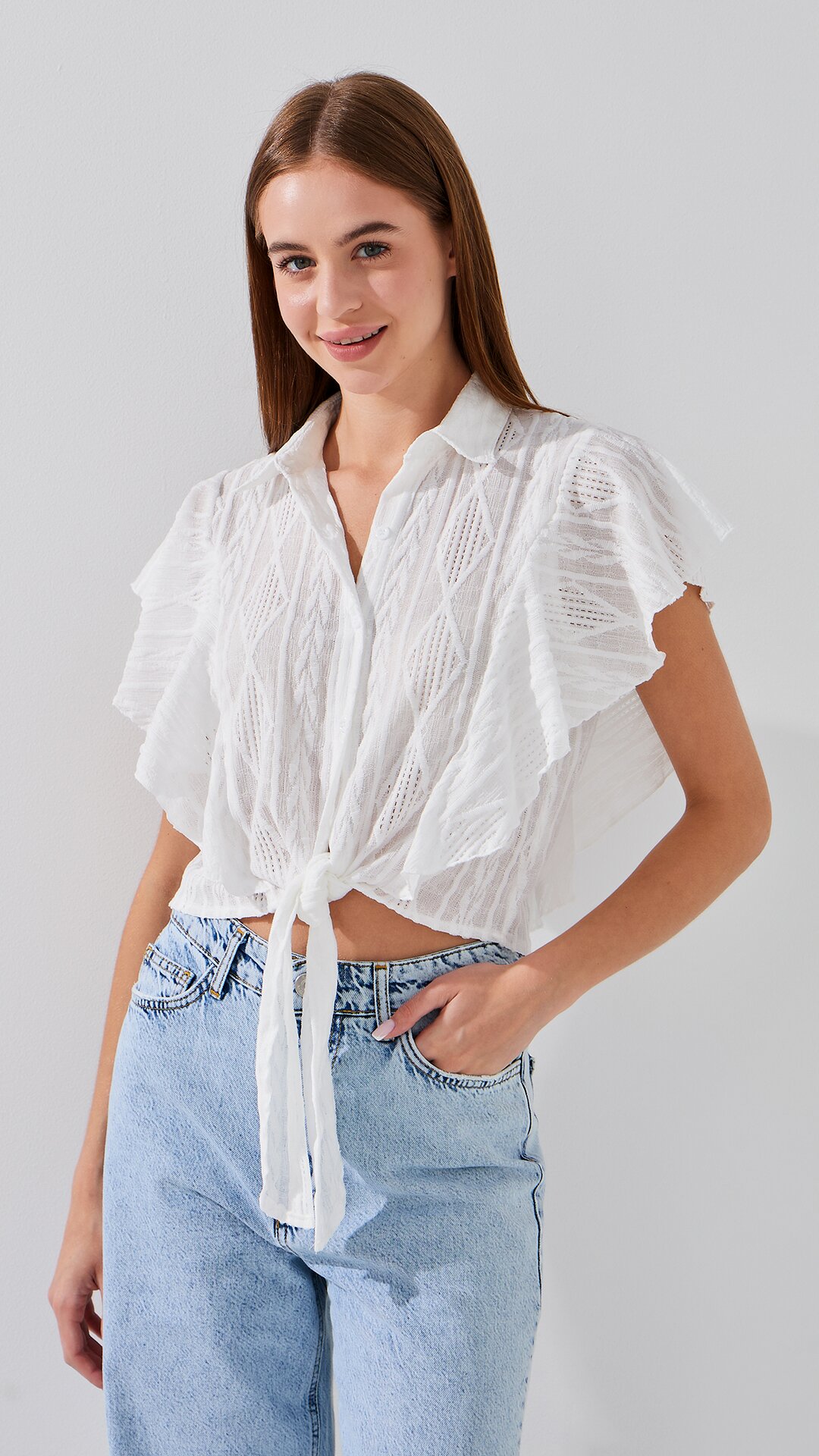 Блузка однотонная женская On me D2309 One Size Белый  Фото №0
