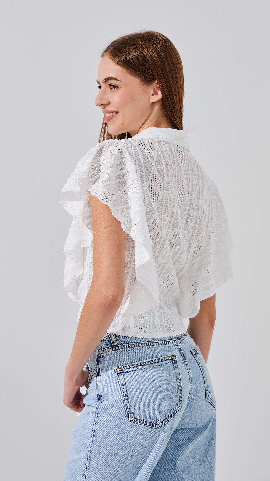 Блузка однотонная женская On me D2309 One Size Белый  Фото №3