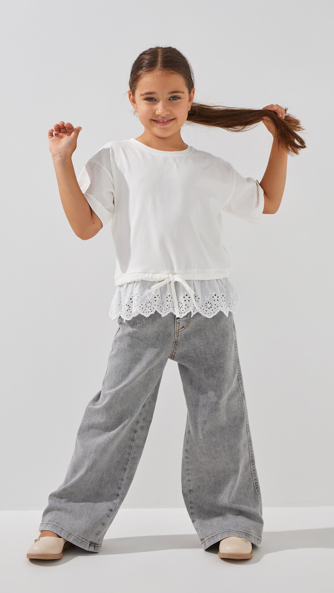 Купити Блуза трикотажна для дівчинки Aura Style 862 116 см Молочний Артикул: 2000999197994 Фото повноекранне №2