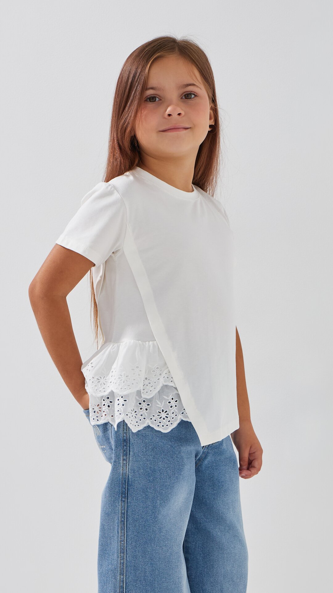 Блуза трикотажная для девочки Aura Style 864 116 см Молочный  Фото №2