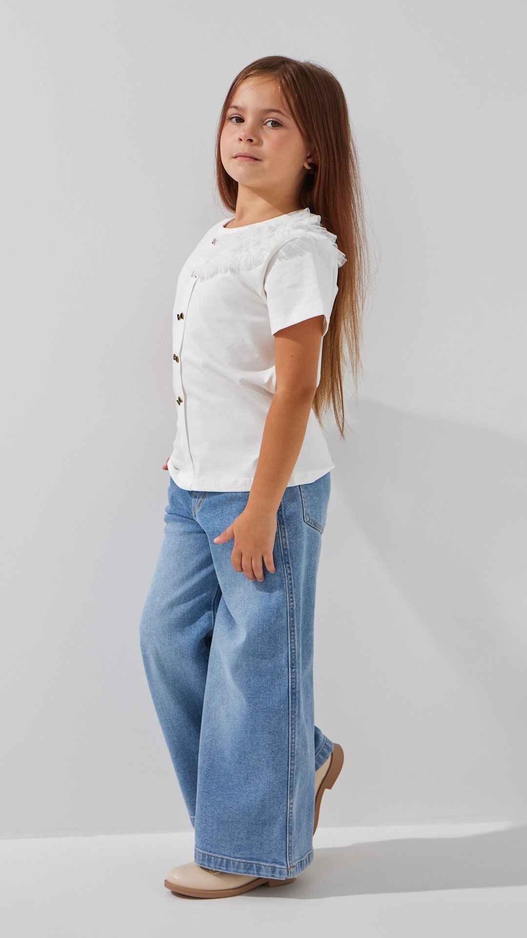 Блуза трикотажна для дівчинки Aura Style 867 128 см Молочний  Фото №1