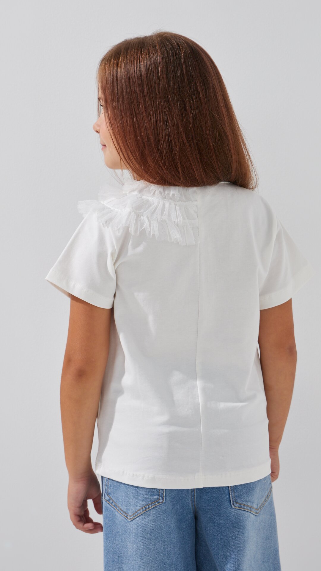 Блуза трикотажна для дівчинки Aura Style 867 128 см Молочний  Фото №3
