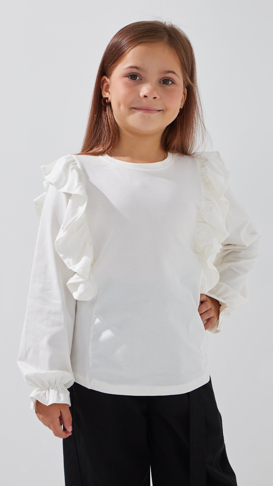 Блуза трикотажна для дівчинки Aura Style 868 116 см Молочний  Фото №2
