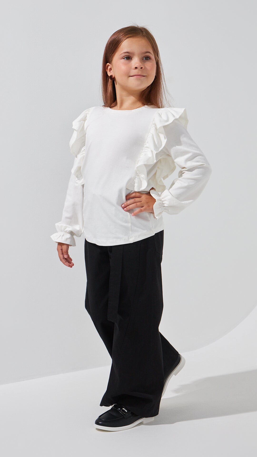 Блуза трикотажна для дівчинки Aura Style 868 116 см Молочний  Фото №3