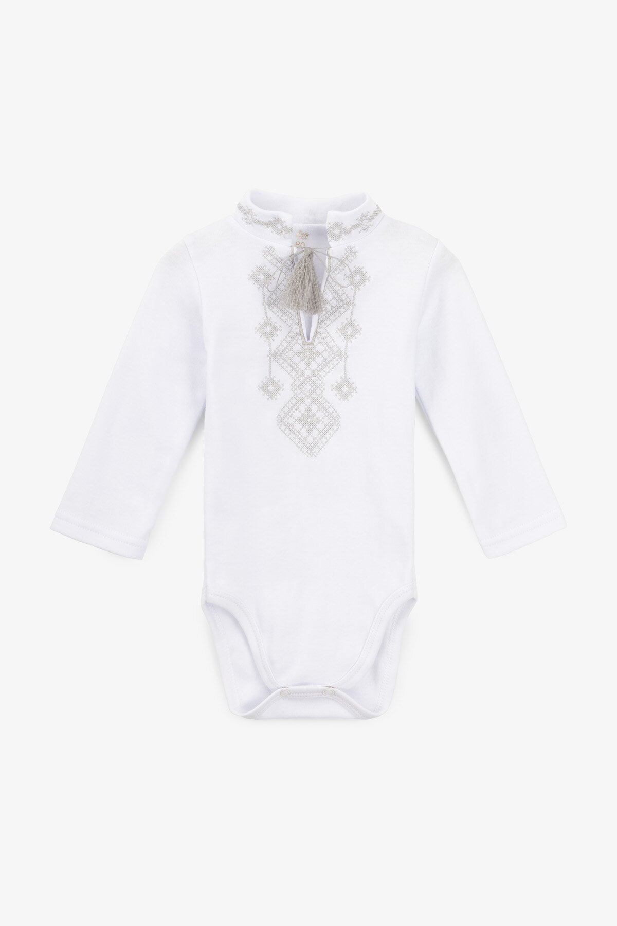 Бодi-вишиванка для малюків Baby Life Вишивка сірий 74 см Білий  Фото №0