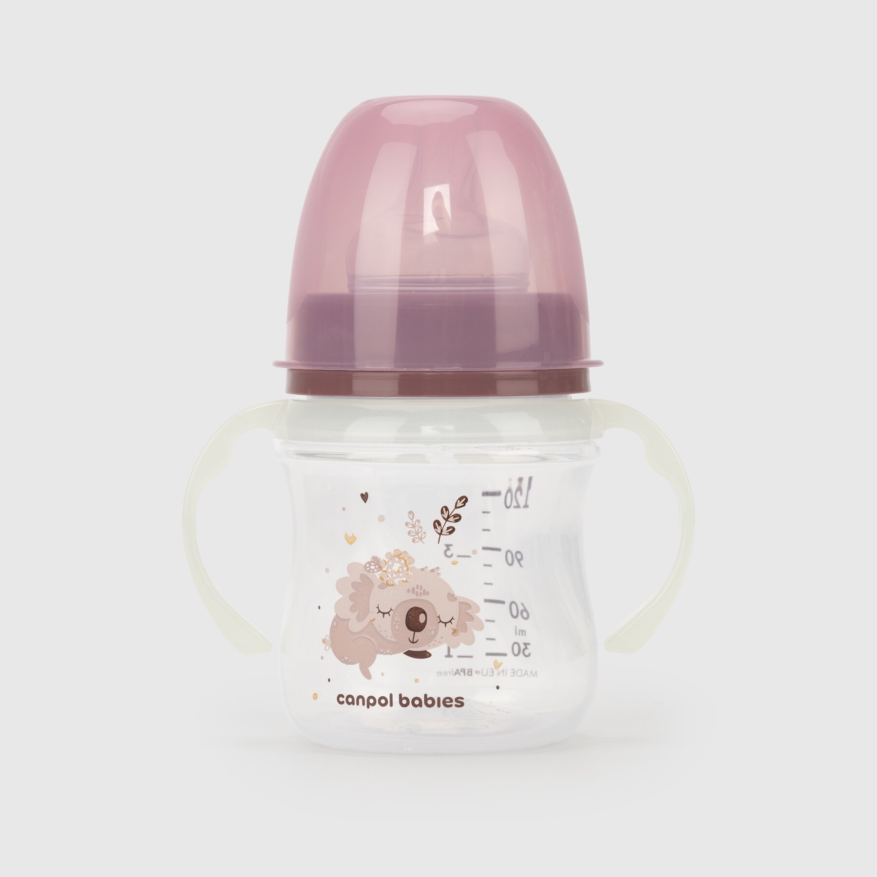 Бутылочка антиколиковая Canpol Babies 35/236_pin Easystart Sleepy Koala с широким отверстием 120 мл Розовый (2000990204158)  Фото №0