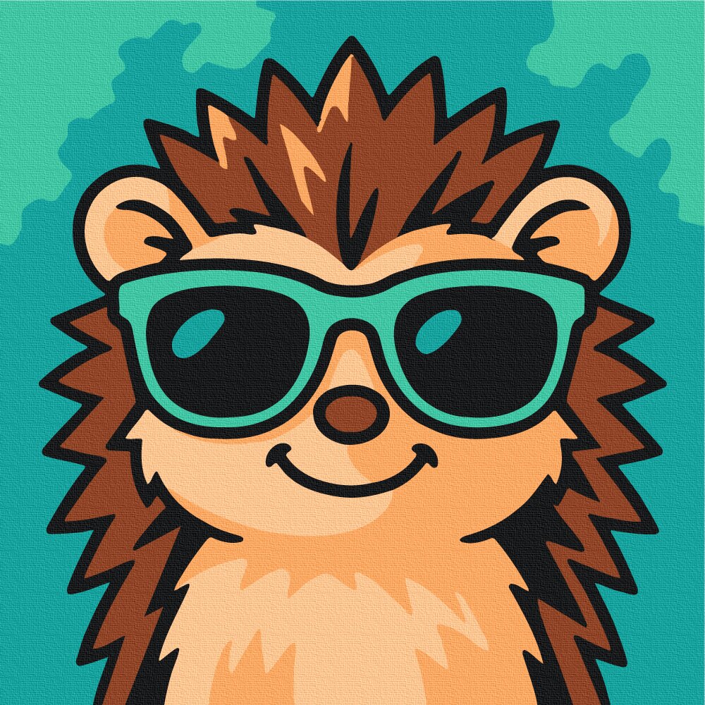Купить Картина по номерам: Стильный ежик Brushme MBS081 Разноцветный Артикул: 9995482503488