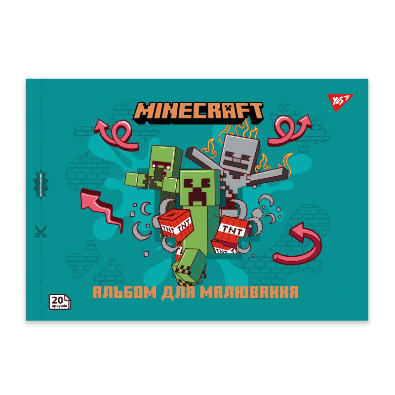 Купити Альбом для малювання "Minecraft" YES 130596 20 аркушів Бірюзовий Артикул: 2000999478338