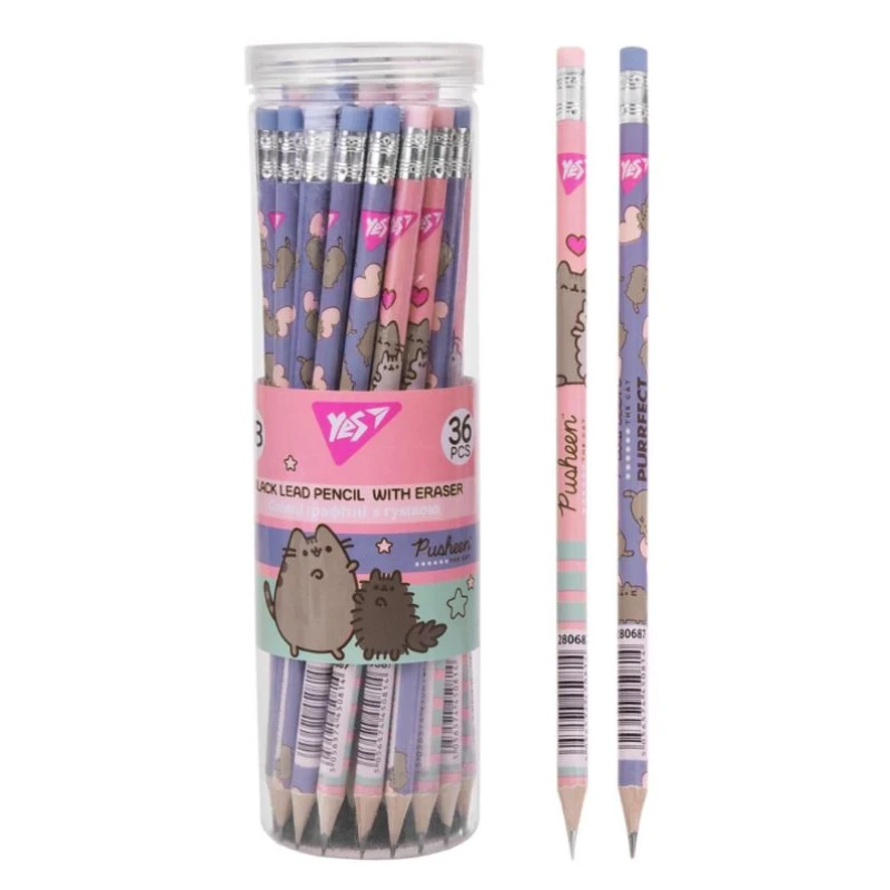 Купить Карандаш Yes "Pusheen" круглый с резинкой 280687 Разноцветный Артикул: 5056574450814