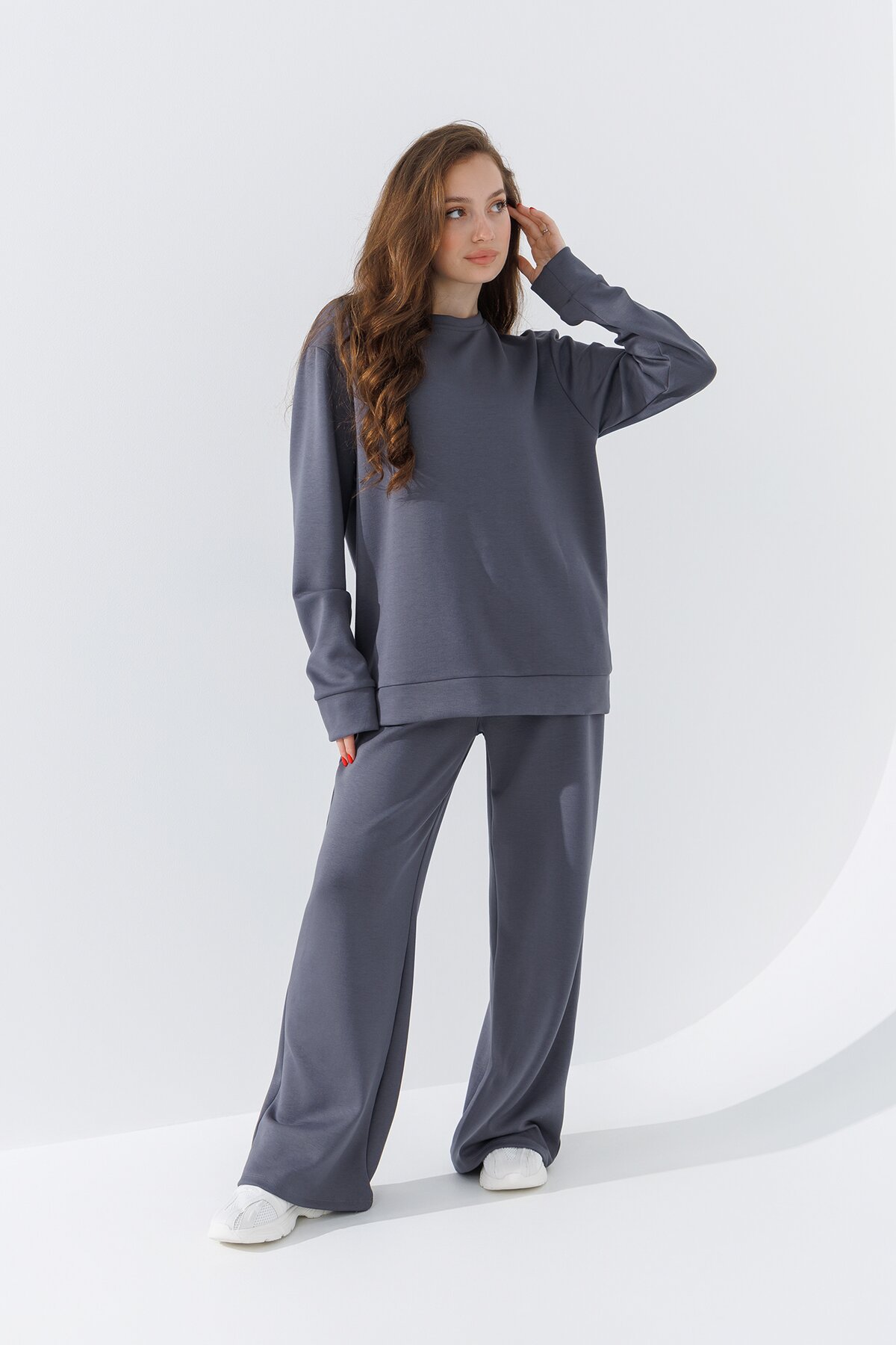Свитшот однотонный женский 242124-K XS Графитовый (2000990661999D)  Фото №0