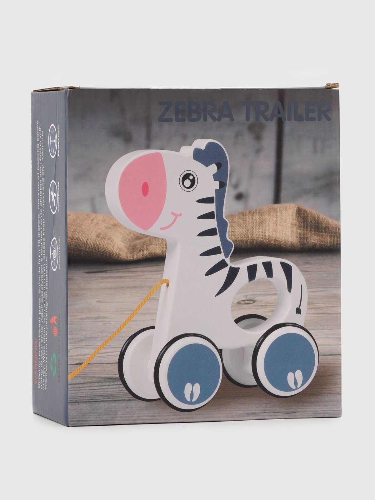 Деревянная игрушка каталочка Зебра YMY869 Разноцветный (2000990542519)  Фото №3