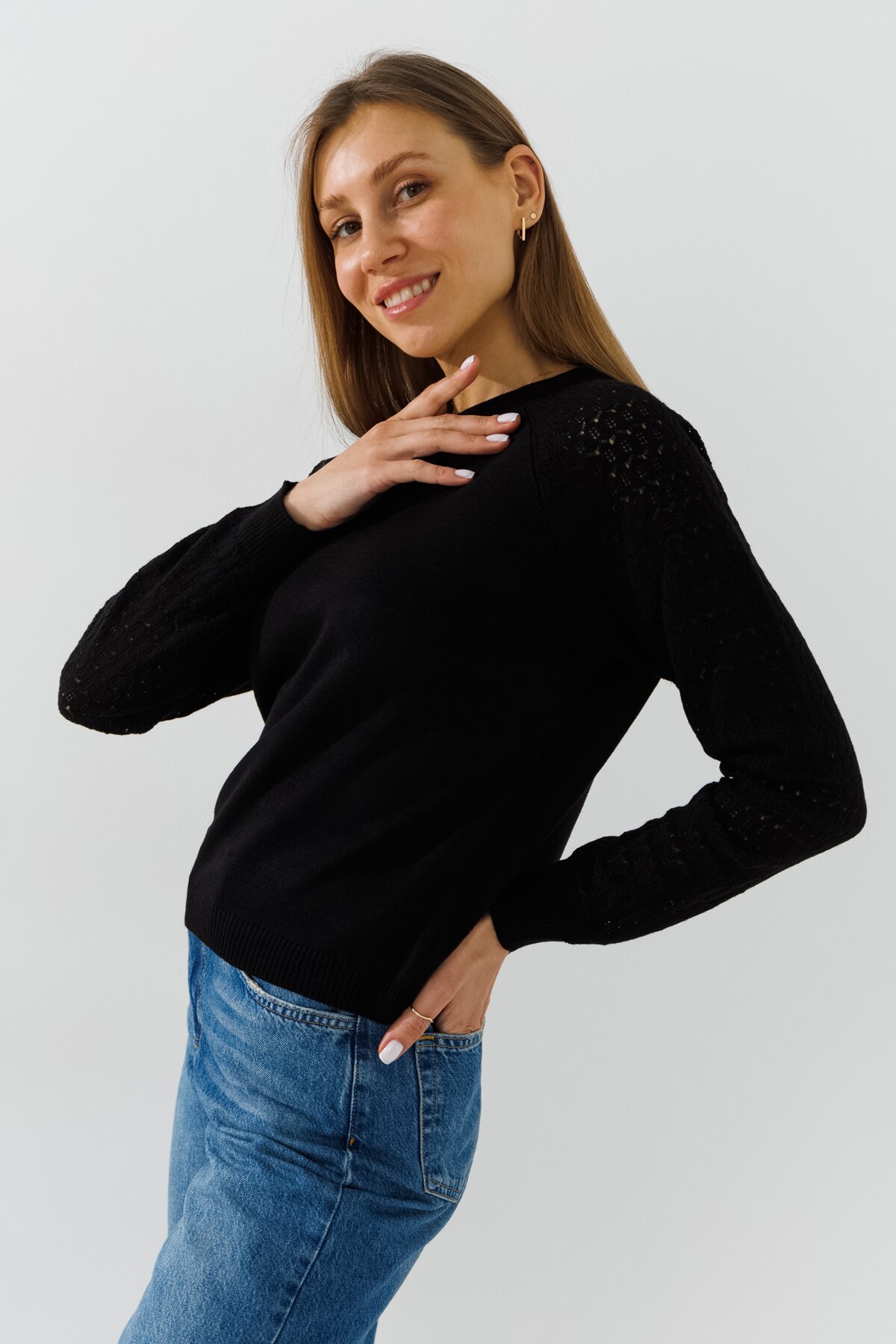 Джемпер однотонний жіночий Park karon 10924 One Size Чорний  Фото №4