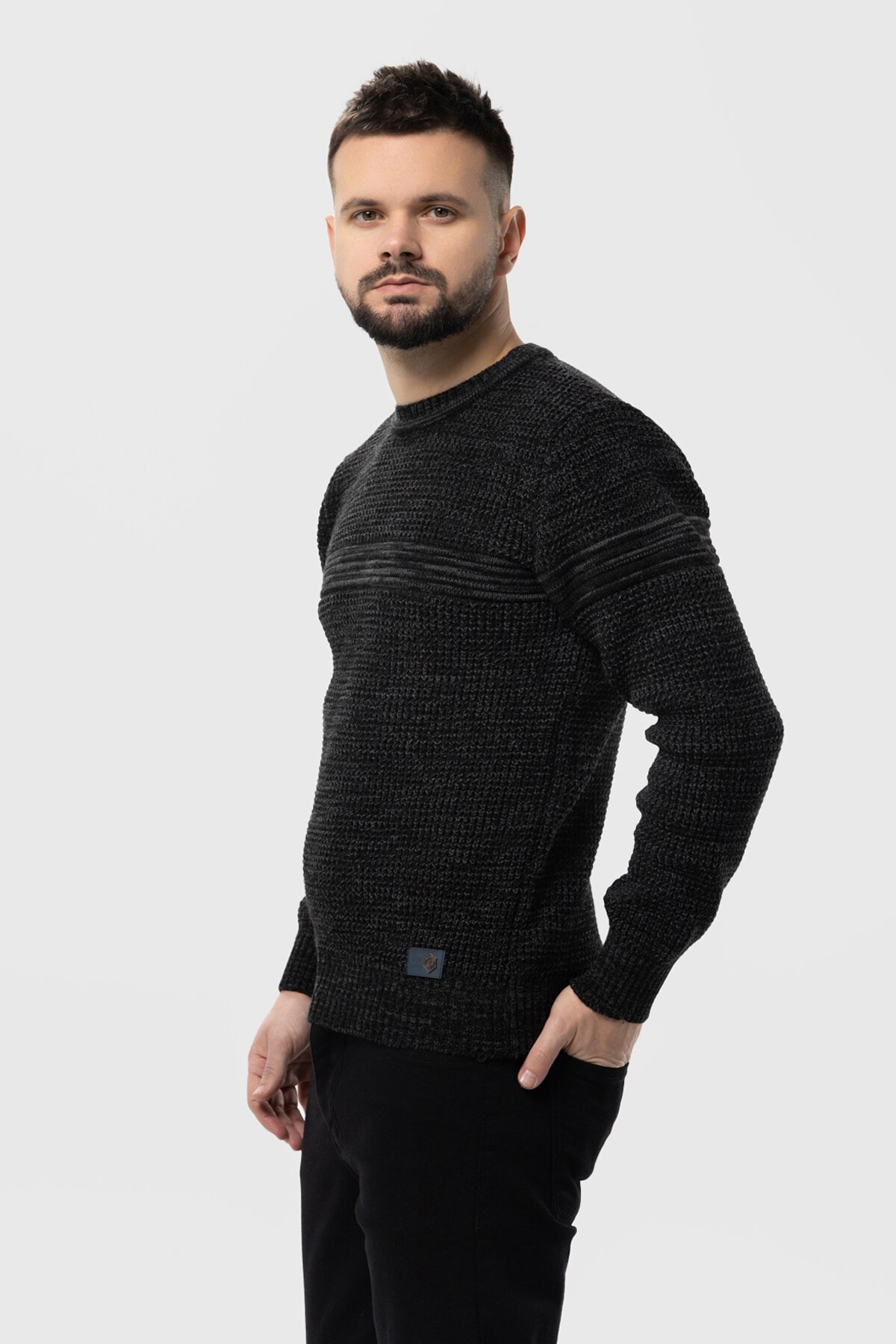 Джемпер однотонний чоловічий Stendo 67209-2 L Чорний (2000990193520W)  Фото №1