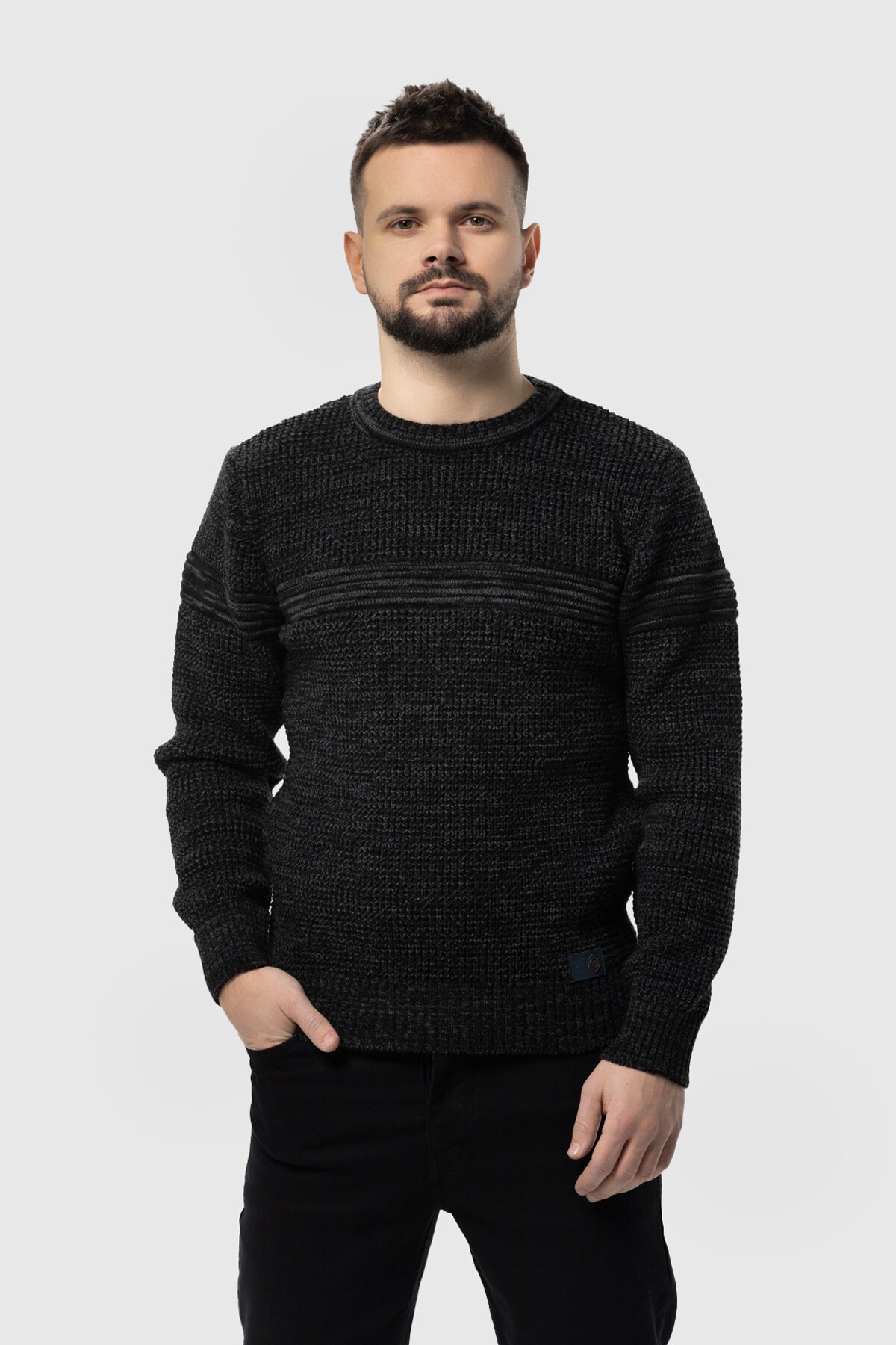 Джемпер однотонний чоловічий Stendo 67209-2 L Чорний (2000990193520W)  Фото №0