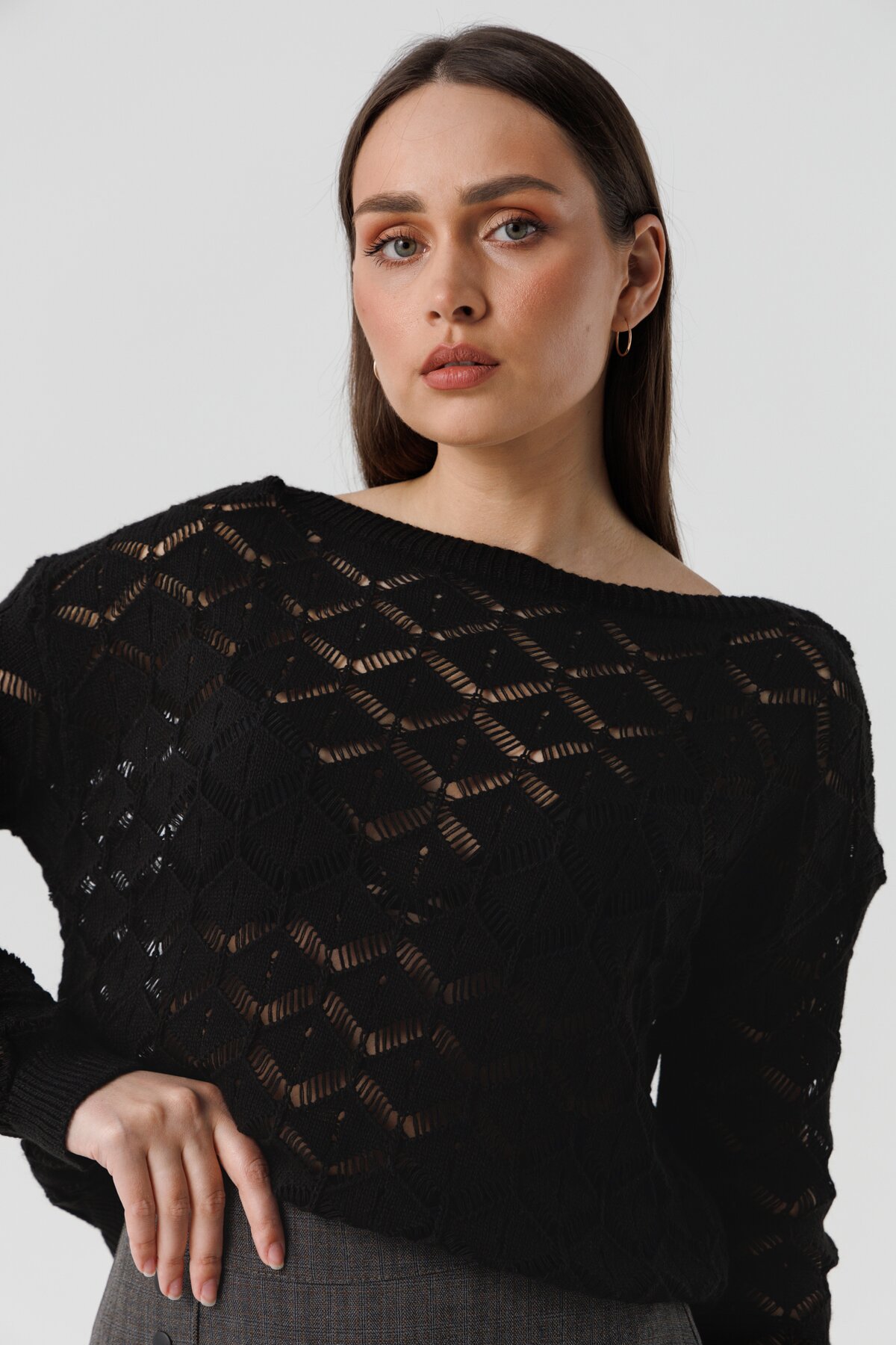 Джемпер однотонний жіночий Femme 2025 One Size Чорний (2000990221513D)  Фото №1