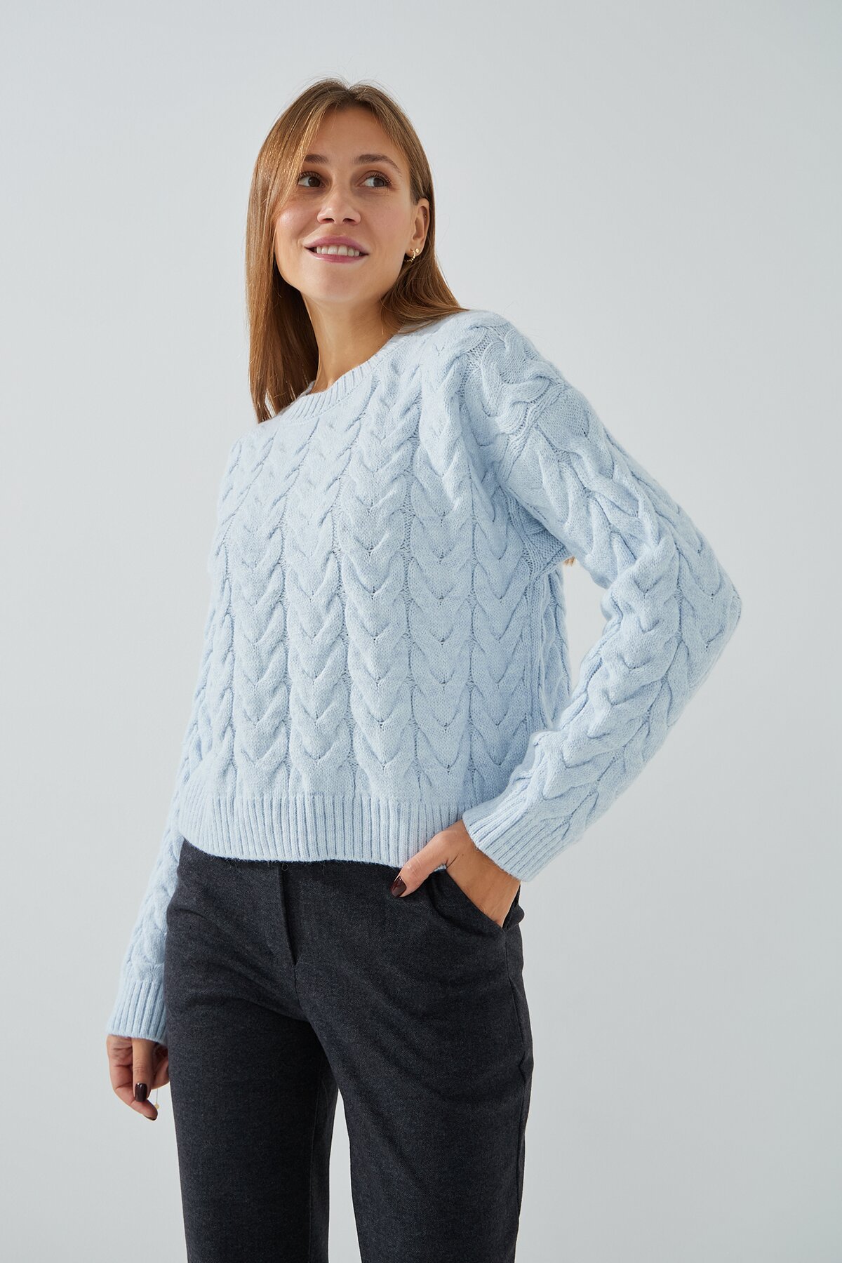 Джемпер однотонний жіночий Park karon 6022 One Size Блакитний (2000990782076W)  Фото №0