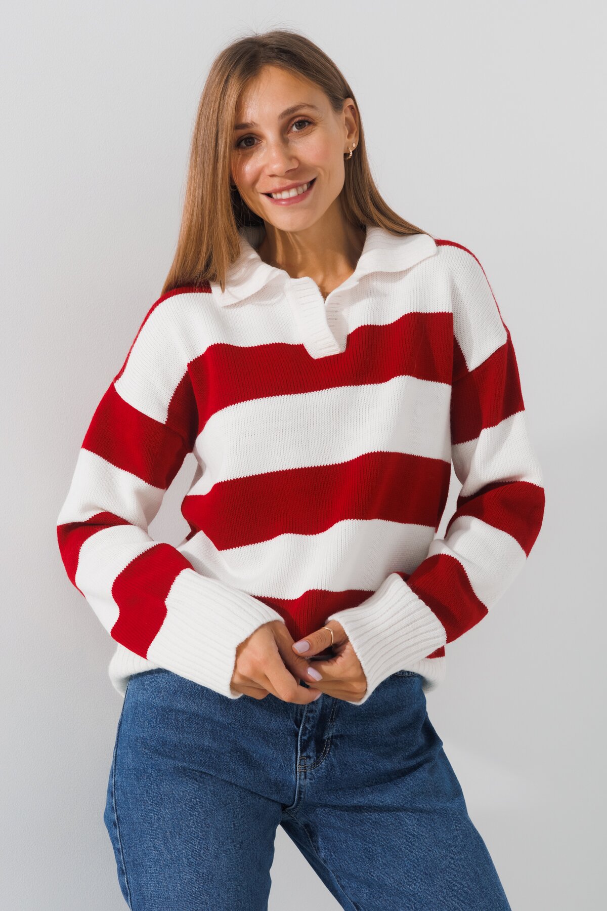 Джемпер с узором женский LAWA WTC02400 XL/2XL Молочно-красный  Фото №0