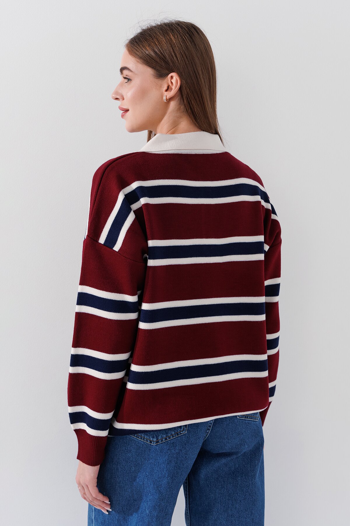Джемпер з візерунком жіночий Pomella 2323 One Size Бордовий  Фото №4