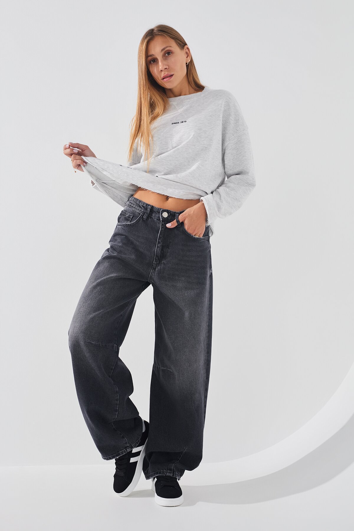 Джинси Baggy жіночі LAWA WTC02395 36 Графітовий  Фото №2