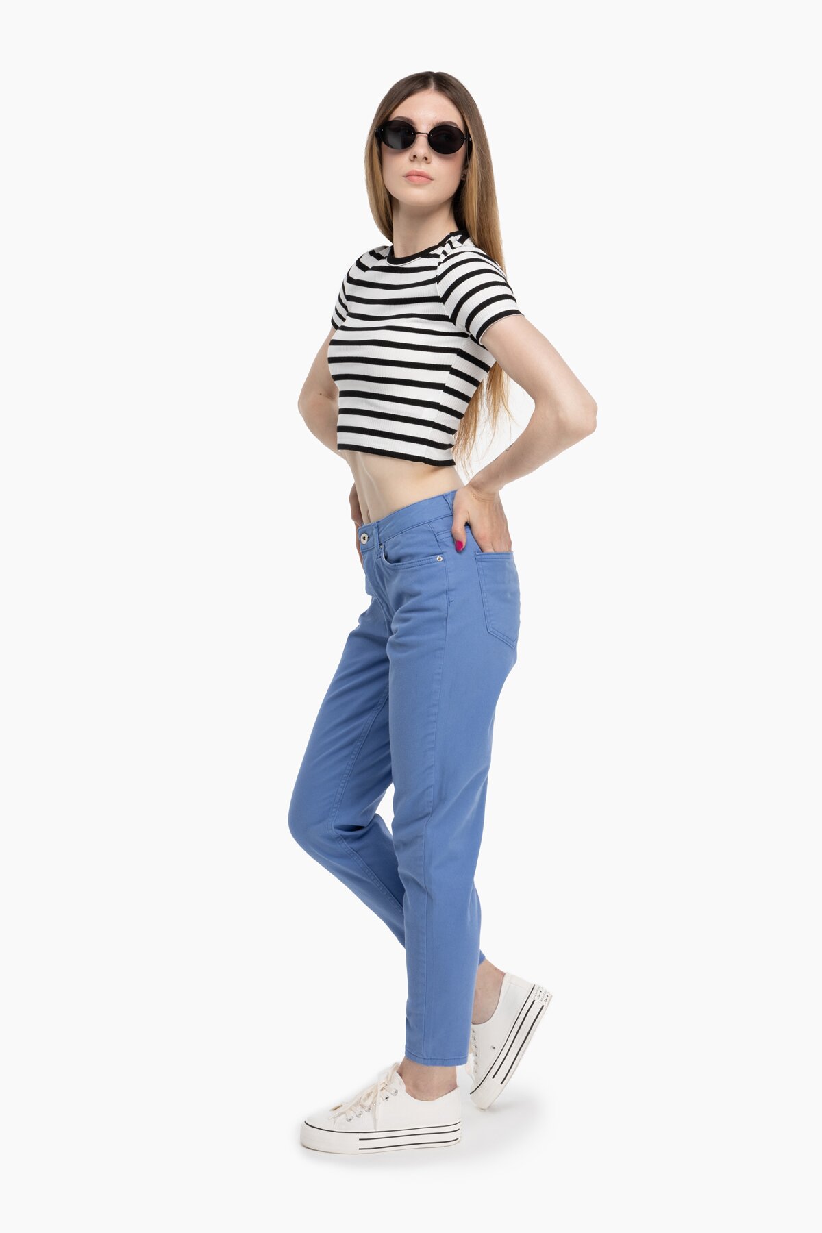 Джинсы Mom fit женские Karol D-315 34 Голубой (2000989692508D)  Фото №4