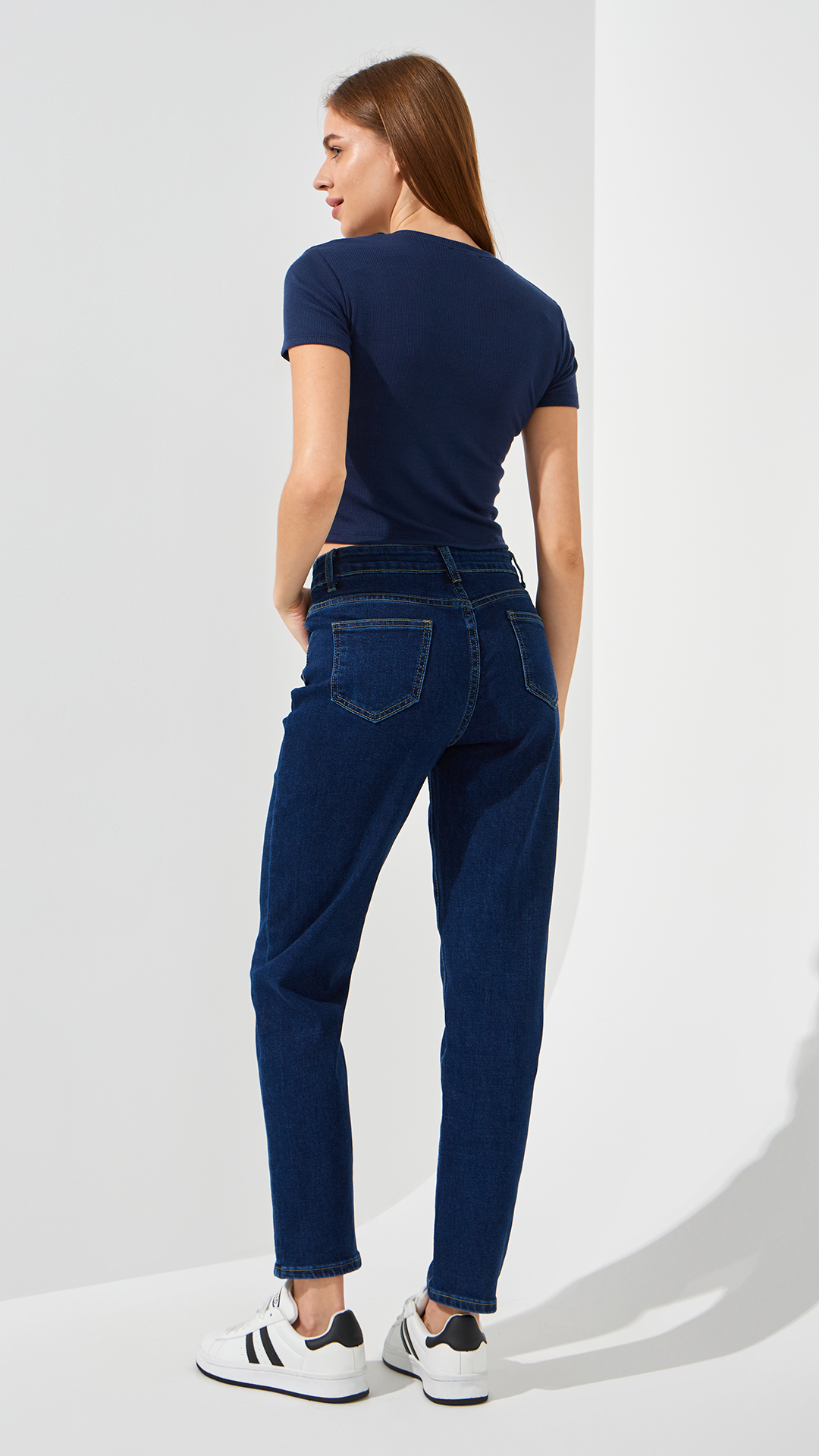 Джинсы Mom Fit женские 1319 25 Синий  Фото №3