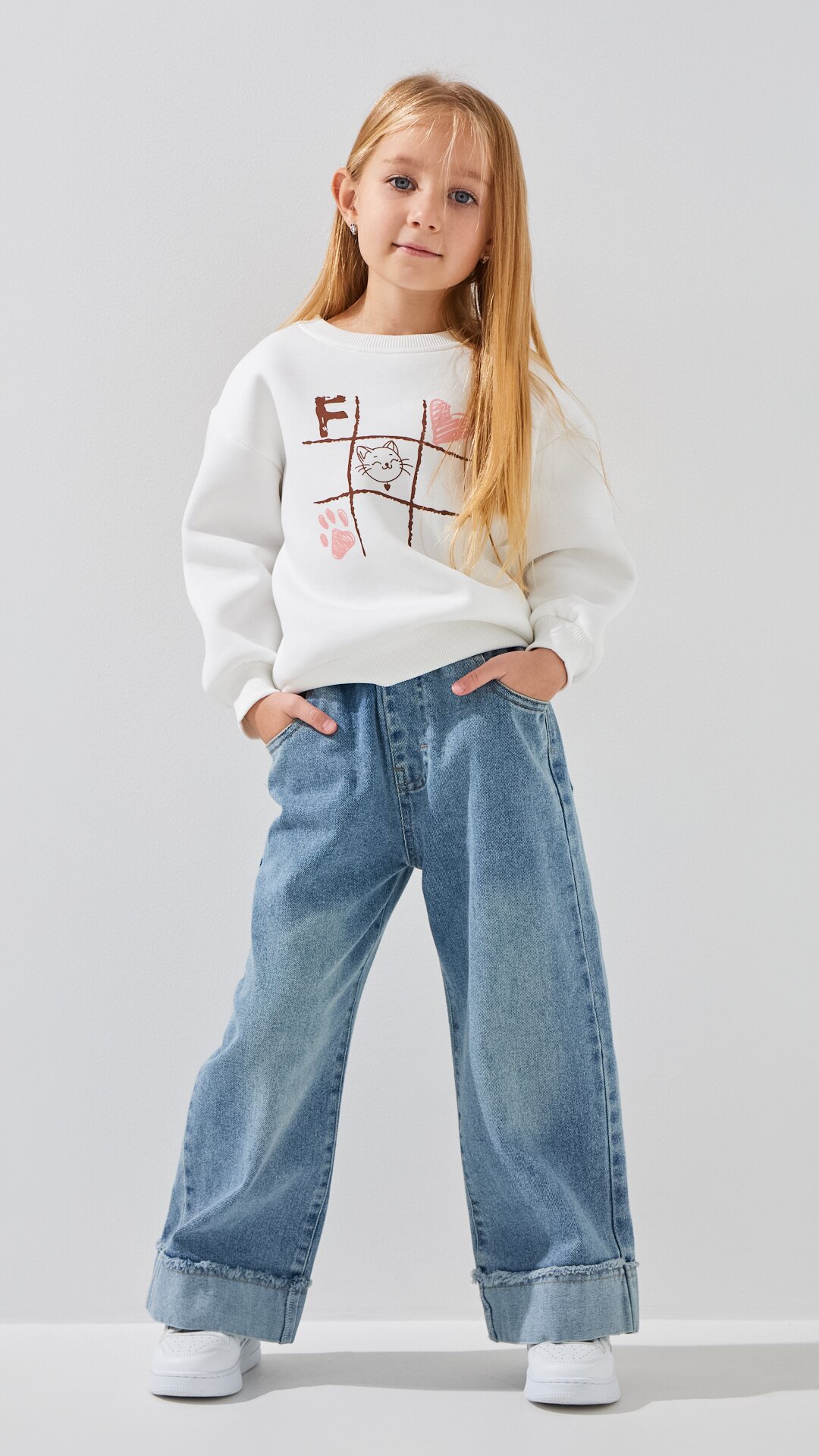 Купити Джинси палаццо для дівчинки Kai-Kai 8831 98 см Блакитний Артикул: 2000999147012 Фото повноекранне №2
