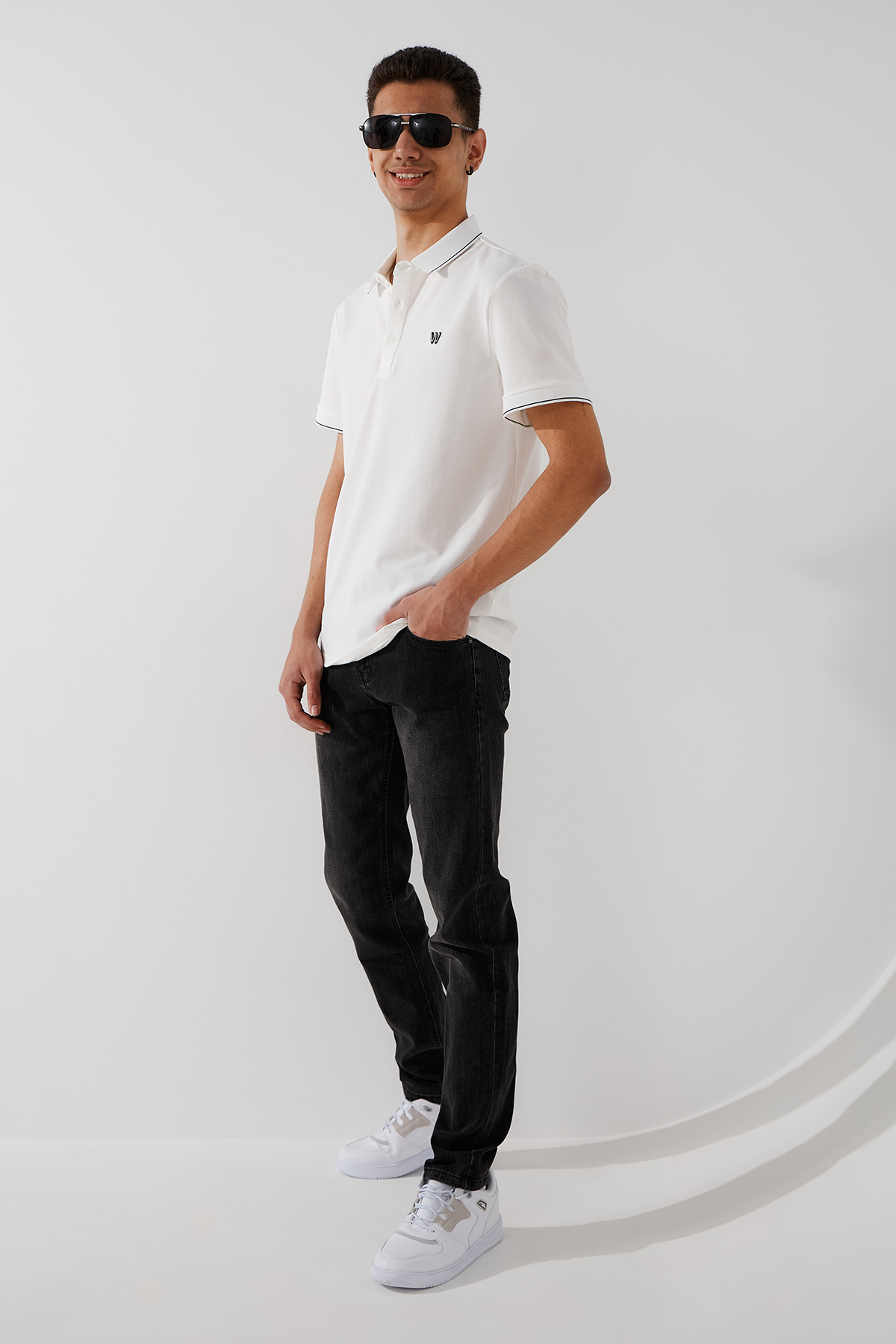 Джинси Slim Fit чоловічі W008-5 29 Темно-сірий  Фото №1