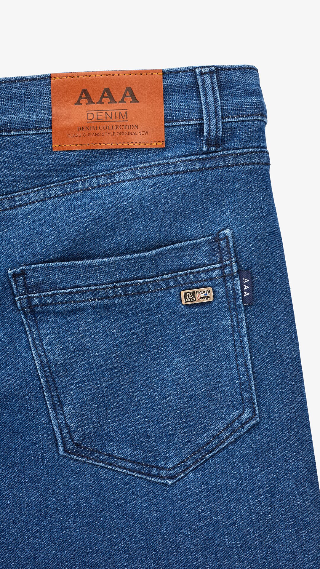 Купити Джинси Slim Fit однотонні чоловічі 903 30 Синій Артикул: 2000999453489 Фото повноекранне №10