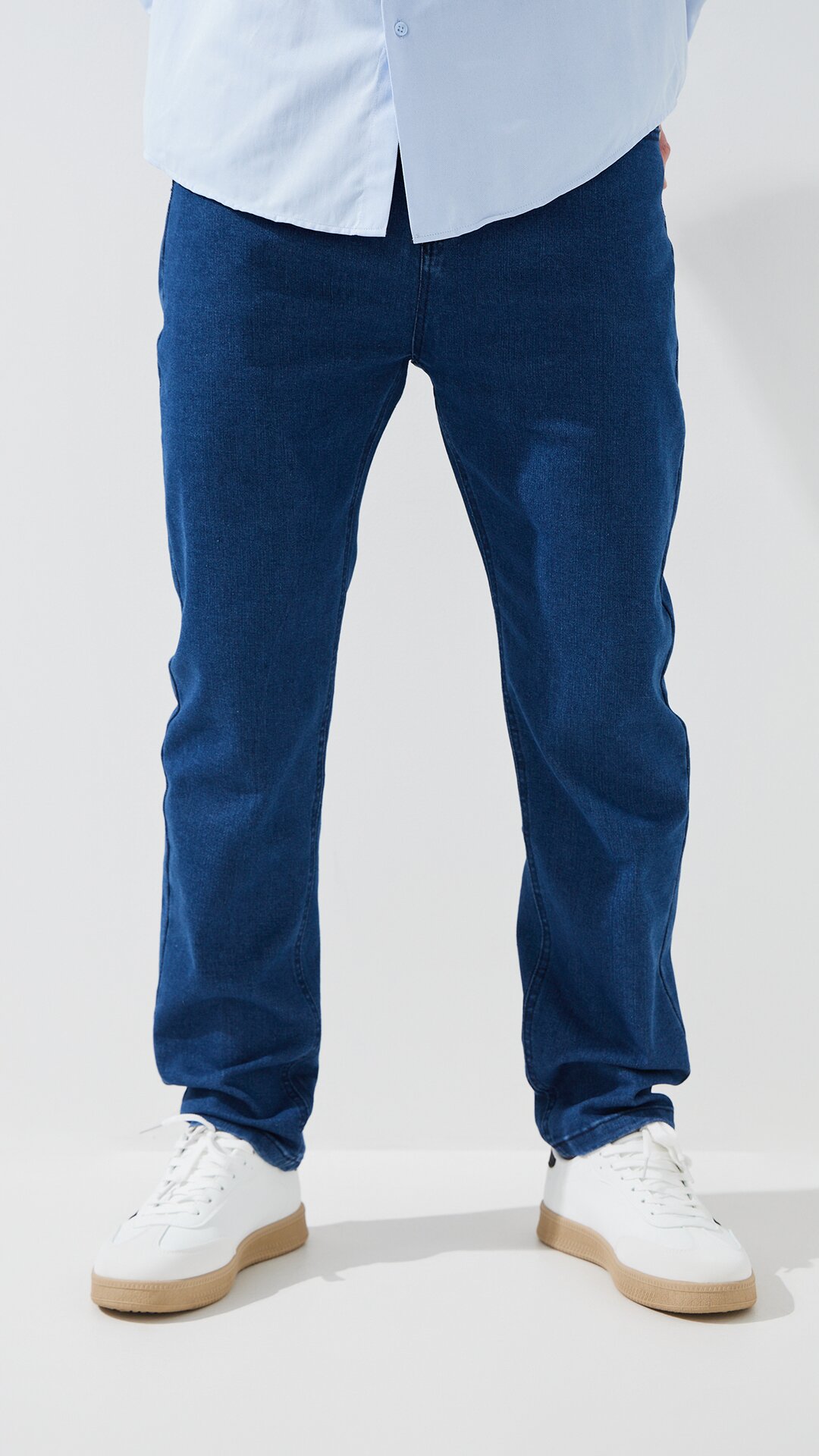 Купити Джинси Slim Fit однотонні чоловічі 903 30 Синій Артикул: 2000999453489 Фото повноекранне №1
